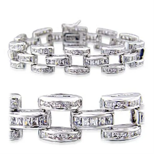 32030 - Rhodium-Messing - Armband mit AAA-Klasse CZ in Clear