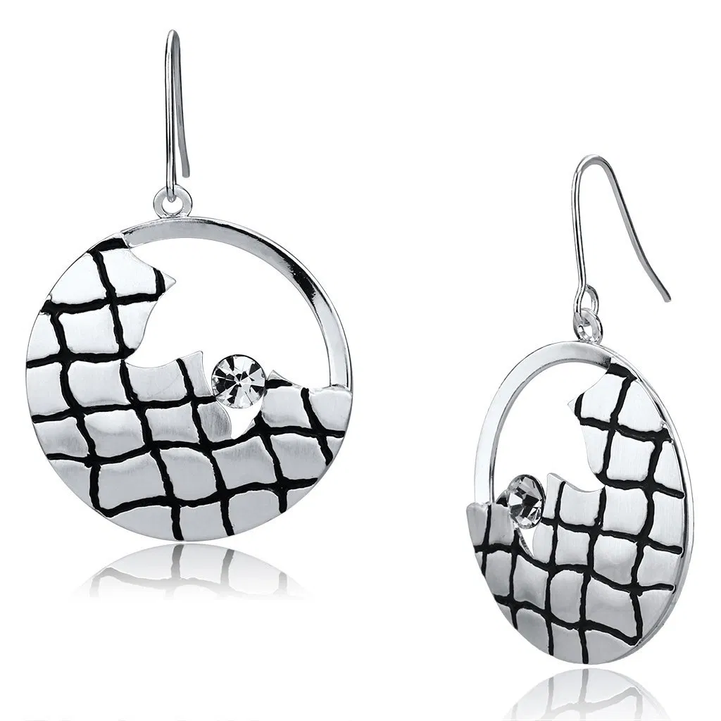 LO2687 - Matte Rhodium & Rhodium-Eisen - Ohrringe mit Top-Grade - Kristall in Clear