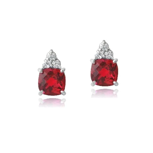 Sterling Silber 2ct geschaffen Ruby & CZ Kissen Cut Stud Ohrringe