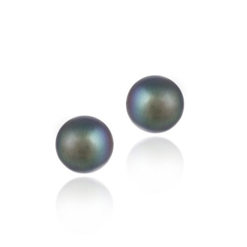 18 Karat Gold über Sterling Silber Frischwasser Kultur 8 - 8,5 mm Pfauen Perlen Stud Ohrringe