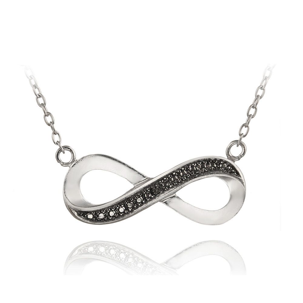 Sterling Silber Schwarz Diamant Accent Infinity Halskette, 18