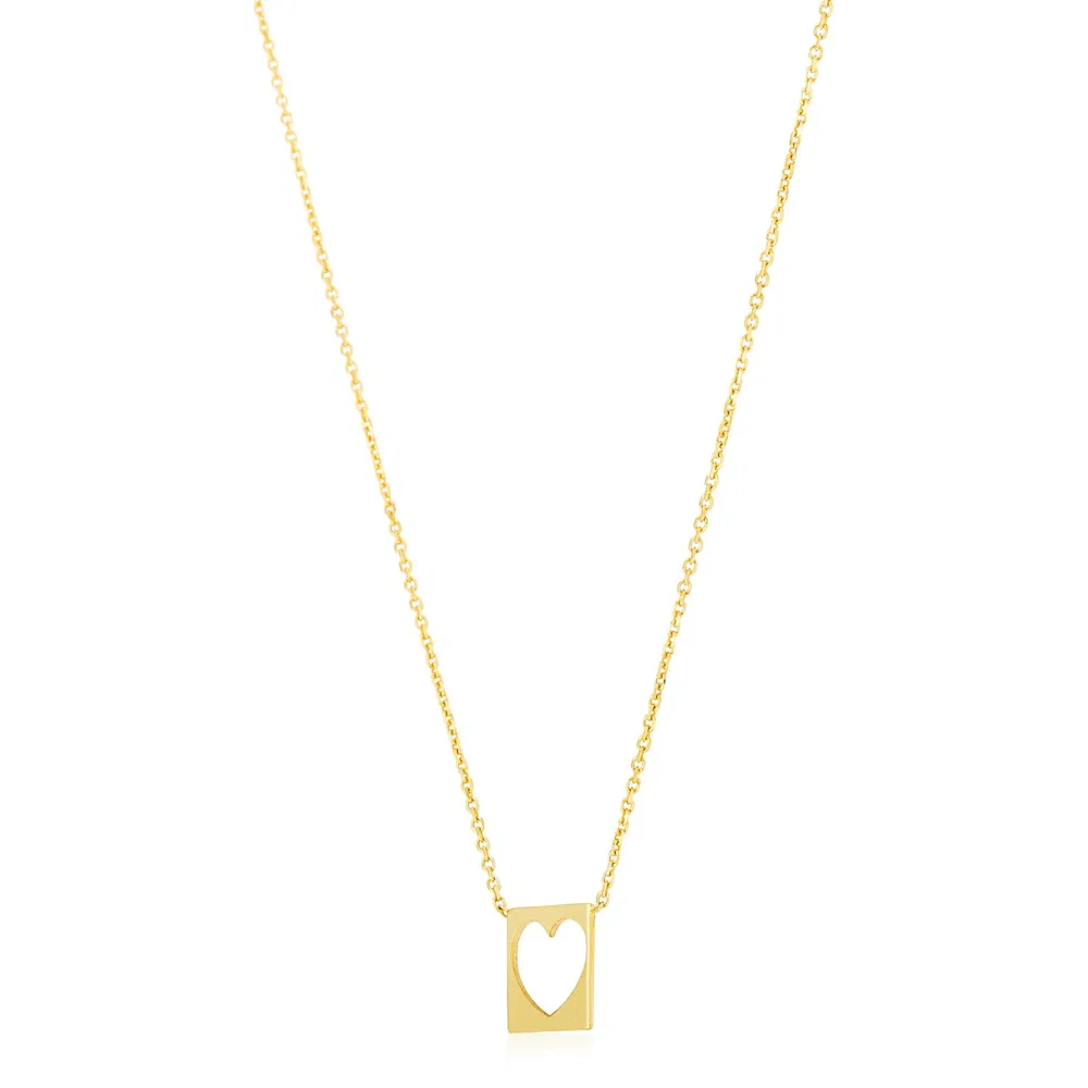 14 Karat Gelbgold High Polish Cutout Herzen Halskette