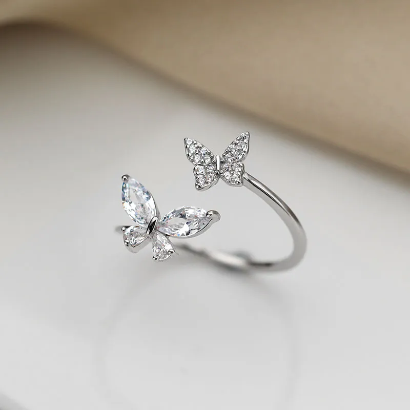 S925 Sterling Silber Schmetterlingsring weiblich