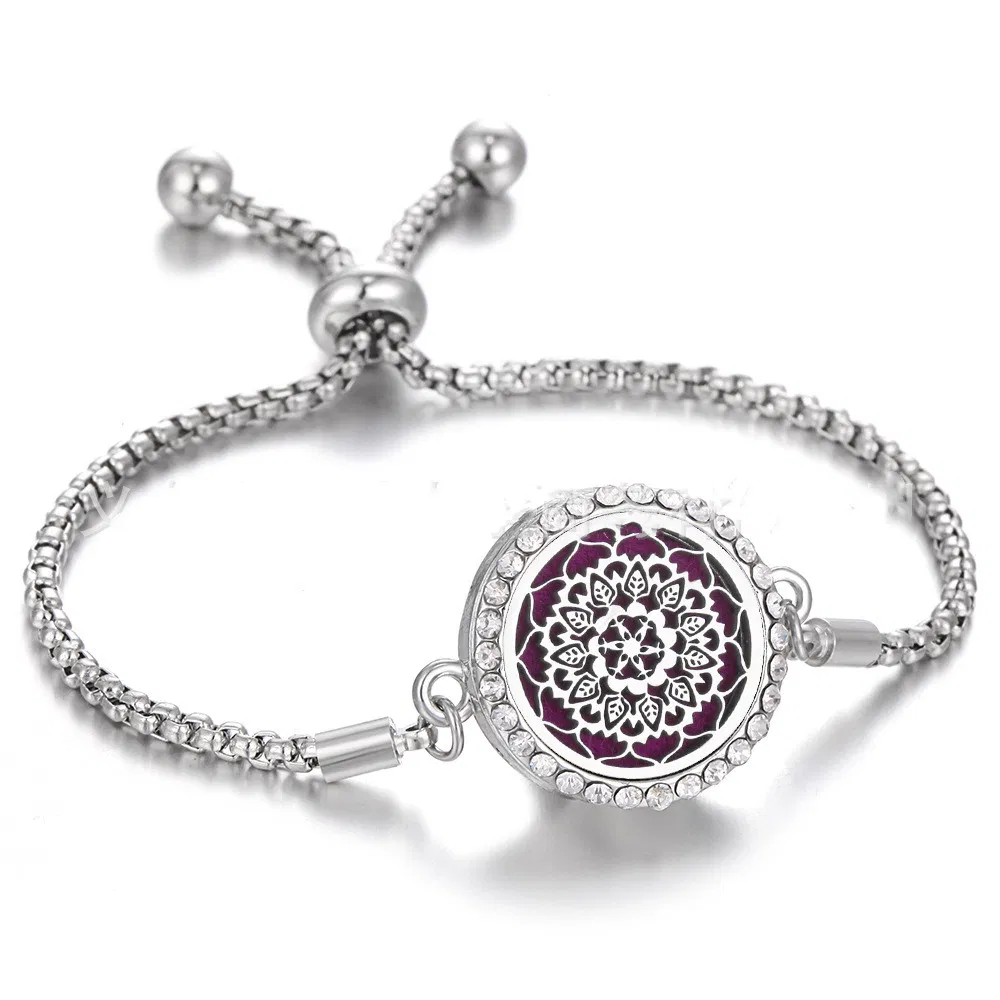 Hollow Edelstahl verstellbar Aromatherapie Armband Schmuck