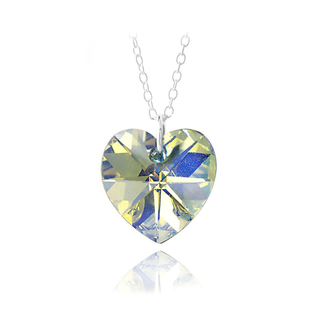 Sterling Silber Aurora Borealis Swarovski Elemente Herz Halskette