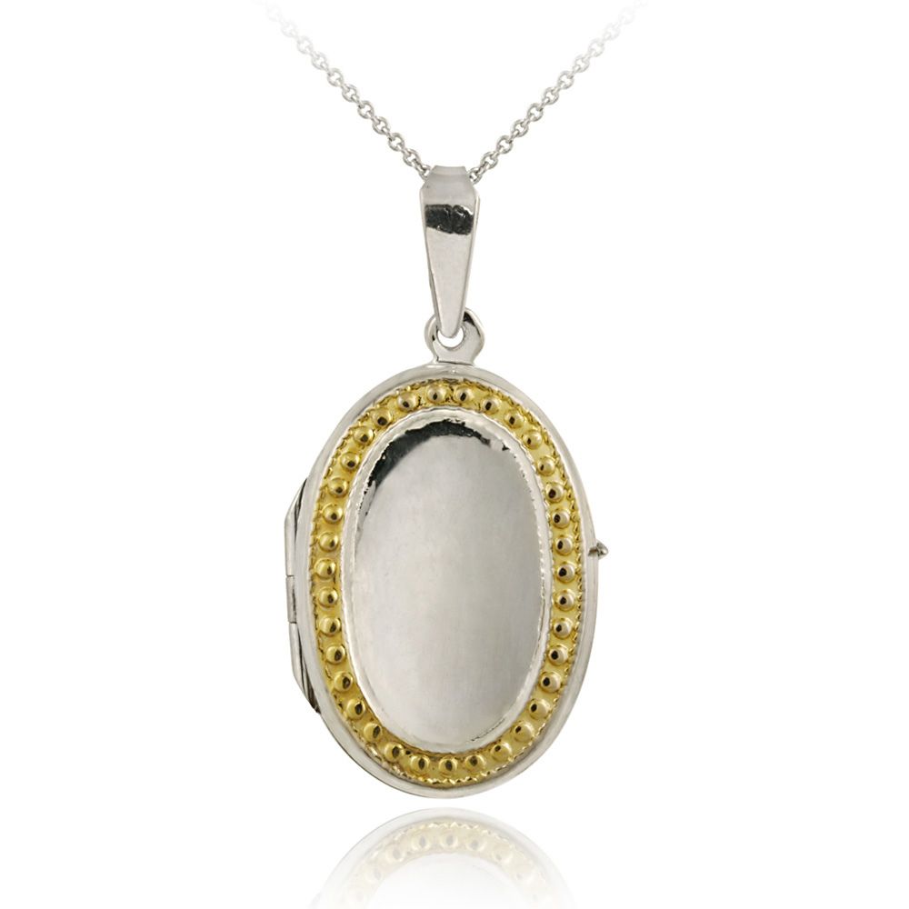 Sterling Silber Zwei-Tone Oval Locket Anhänger