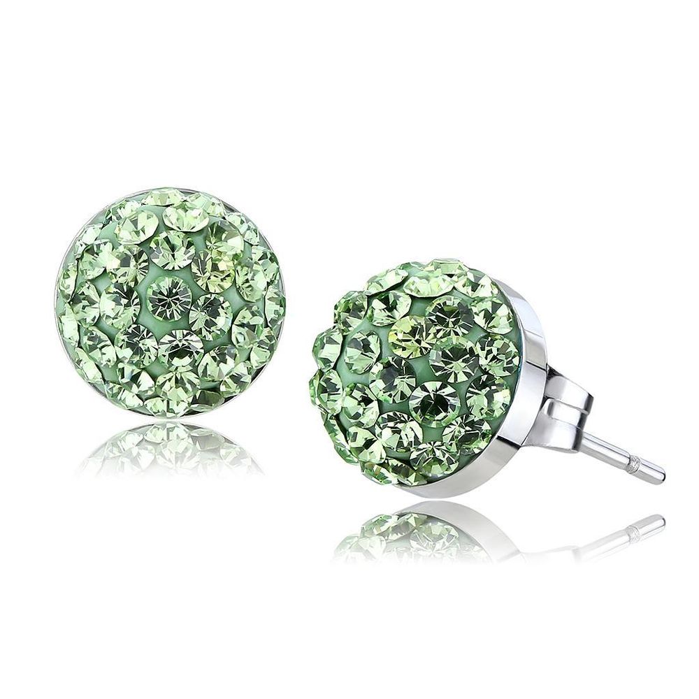 TK3548 - Hoch polierte (ohne Beschichtung) Edelstahl-Ohrringe mit Top-Grade - Kristall in Peridot
