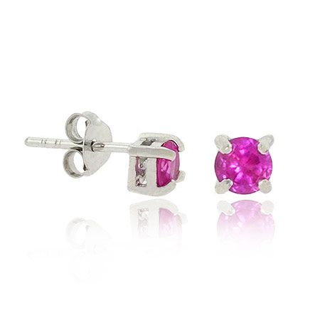 Sterling Silber .925 4mm heiß rosa cz Stein Prong kleine Stud Ohrringe
