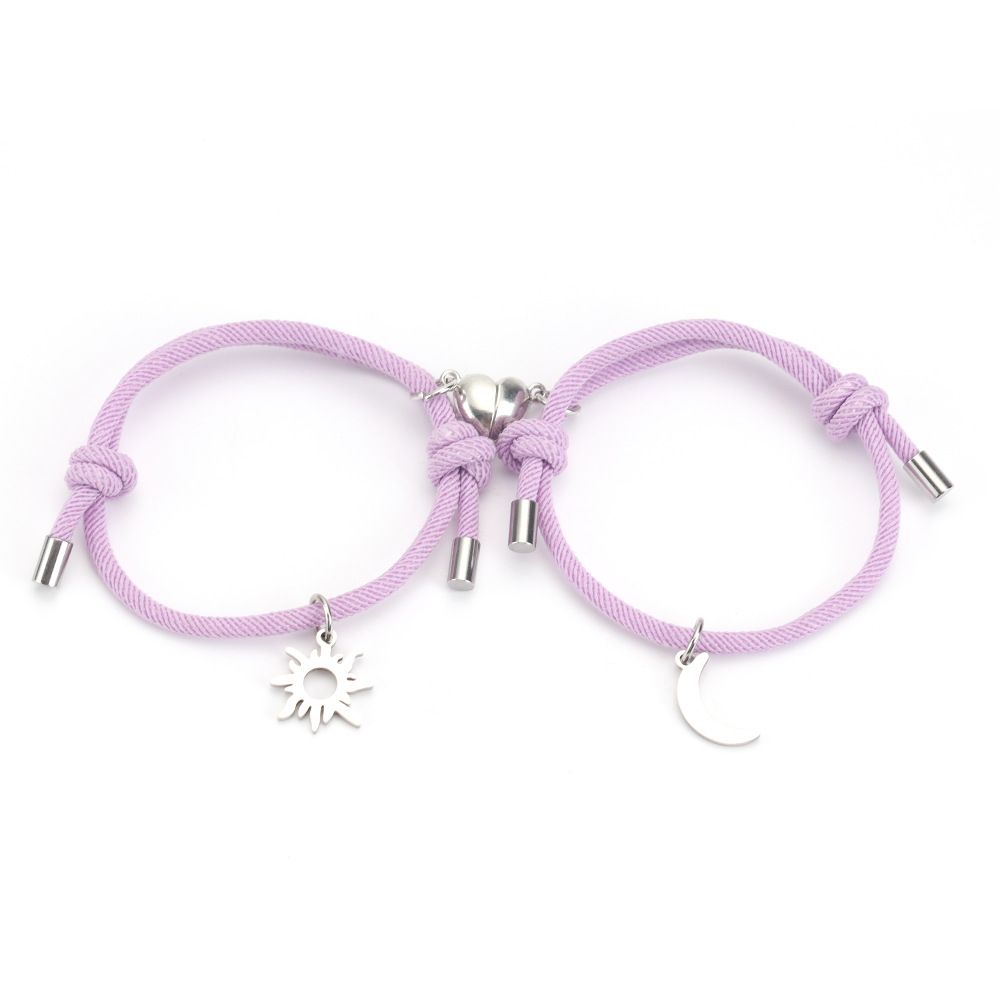 Edelstahl Titan Sonne und Mond Anhänger Paar Armband