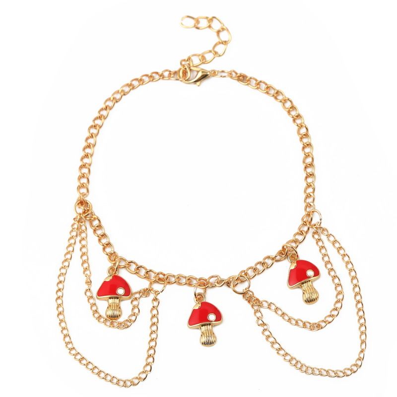 Bohemian Multilayer Chain Mushroom Anklet Einfach und kreativ