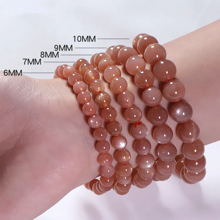 Neue natürliche Orange Moonstone Armband Mädchen