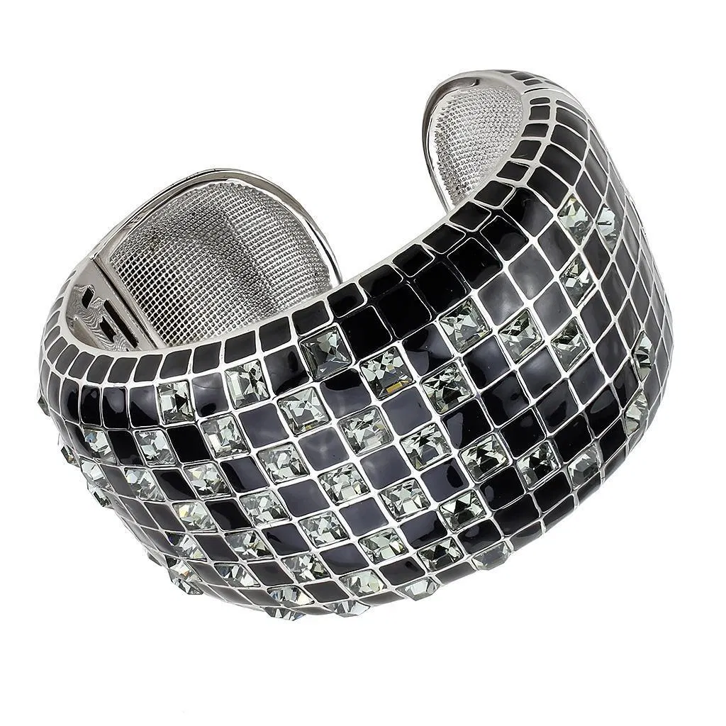 LO4272 - Rhodium Brass Armband mit Top-Grade - Kristall in schwarzem Diamant