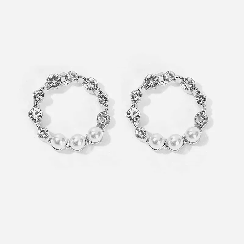 Mode Rhinestone Pearl Stud Ohrringe süß und süß