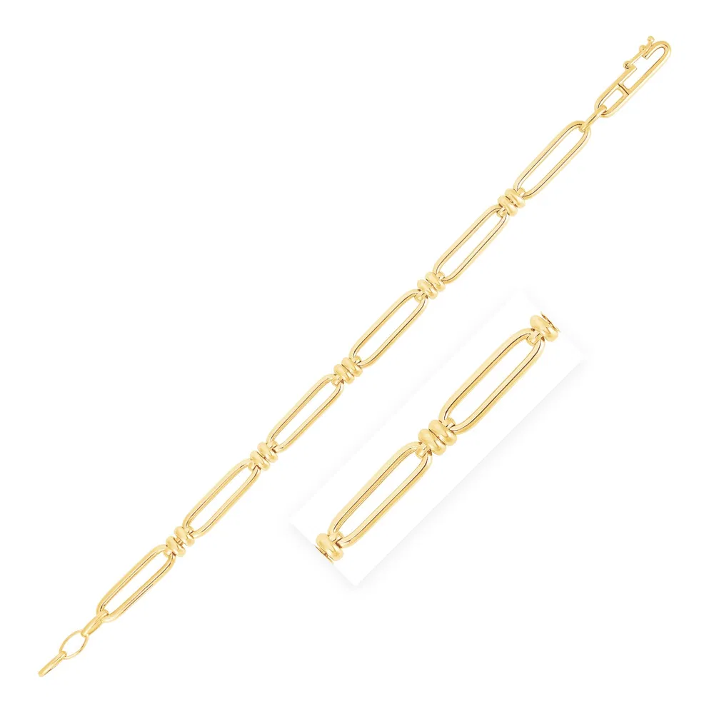 14 Karat Gelbgold High Polish Paperclip Double Bar Link Chain
