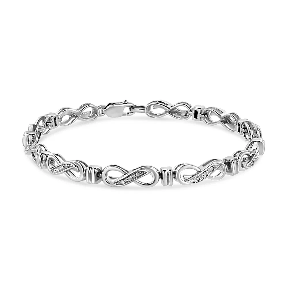 .925 Sterling Silber 1 / 6 Cttw Diamant Accent Infinity Link Armband (I-J Farbe, I3 Promo Klarheit) - 7