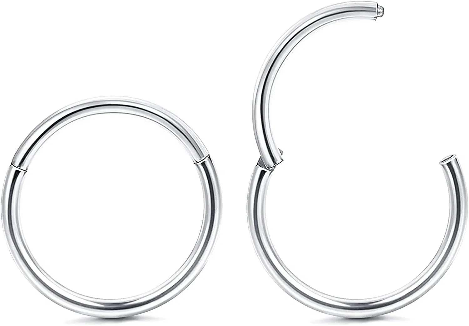 Edelstahl Scharnier Clicker Segment Nasenring Schleife Piercing für Männer Frauen Knorpel Daith Tragus Schlaf Ohrringe Verbesserte Schließverschluss 10MM
