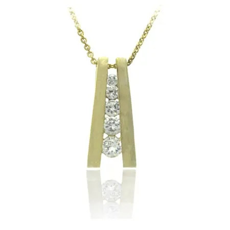 18 Karat Gold / Sterling Silber 5 - Stein CZ Reise Anhänger