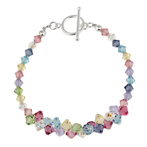 Sterling Silver Multi Color Swarovski Elemente Toggle Armband