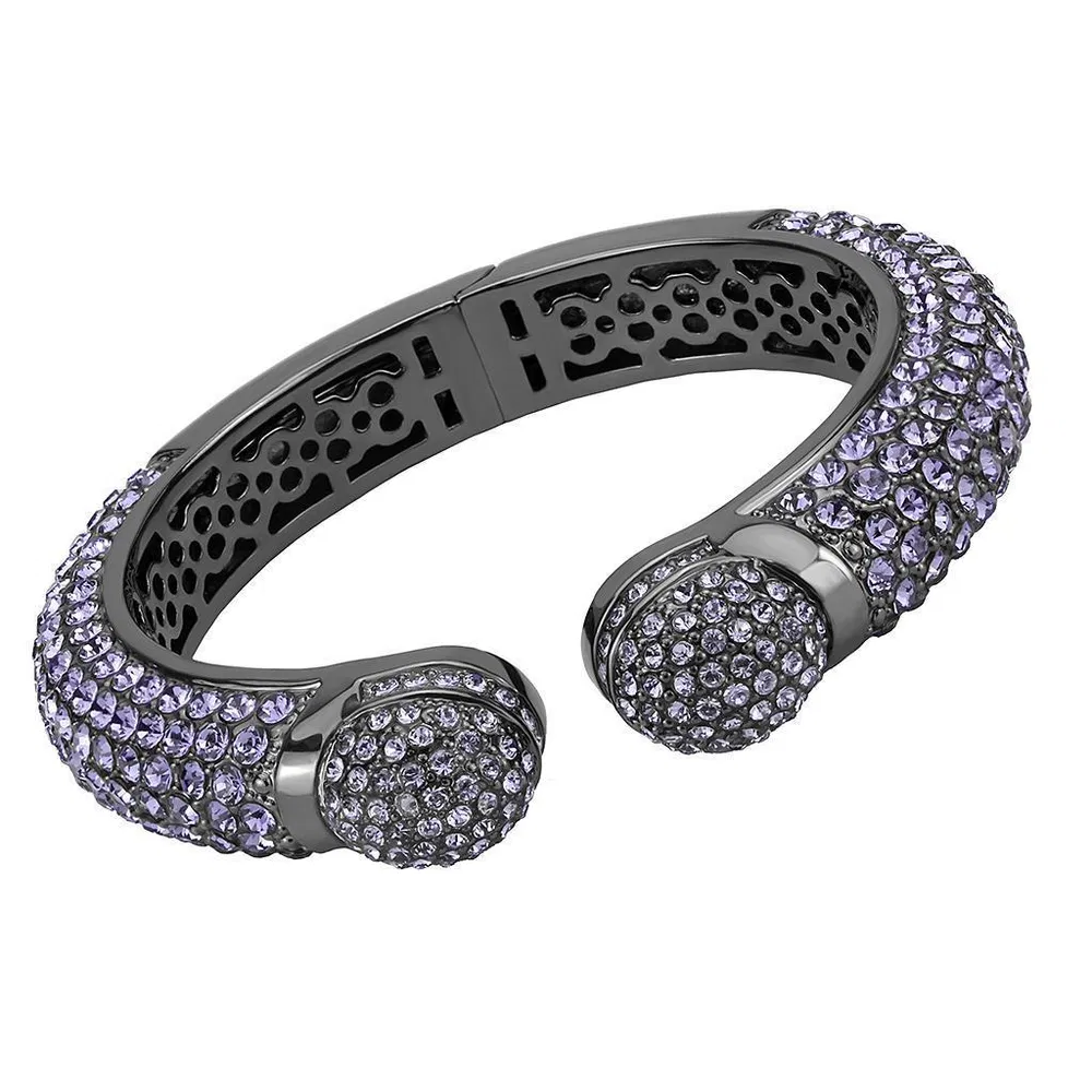LO4312 - TIN Cobalt Schwarz Brass Armband mit Top-Grade - Kristall in Tanzanit