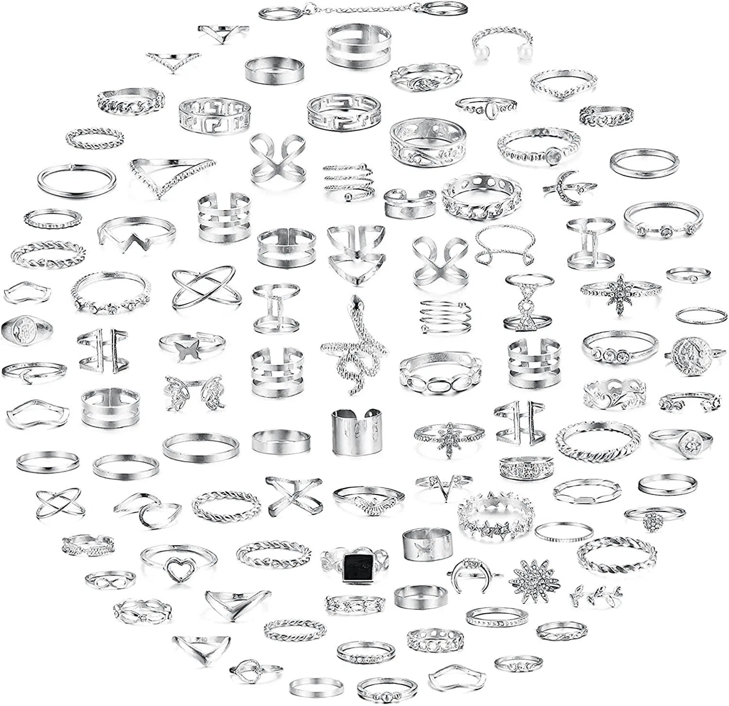 103 Pcs Knöchelringe für Frauen; Daumenringe für Frauen; Bohemian Ringe Set Vintage Stackable Ringe Hollow Butterfly Snake Joint Finger Ringe Set für Frauen Teenager Mädchen