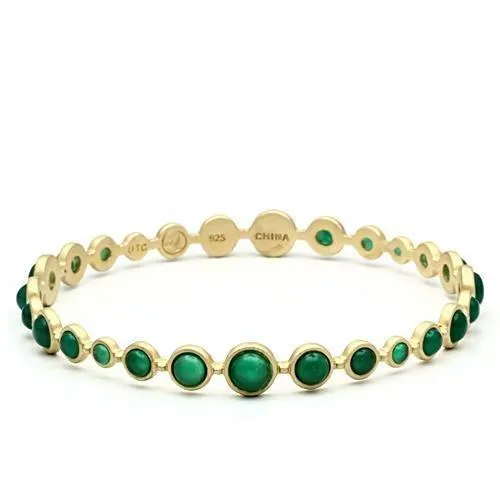 LOS550 - Matte Gold 925 Sterling Silber Armband mit Semi-Precious Onyx in Smaragd