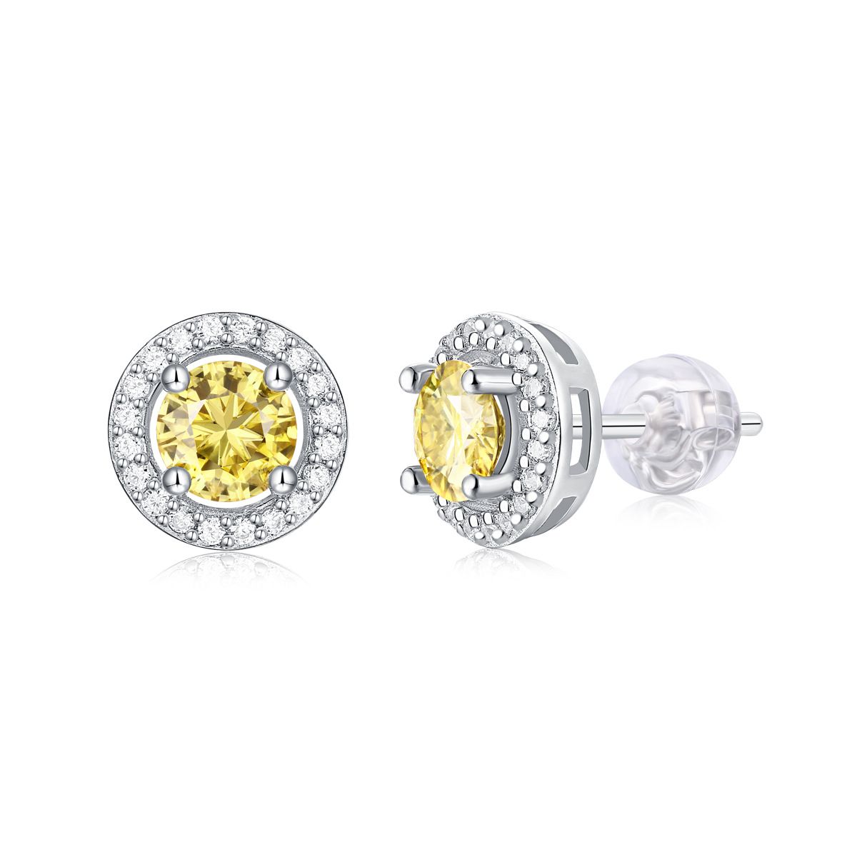 S925 Silber Ohrringe Moissanit Gold Round Bag Stud Ohrringe Mode Sweet Ohrringe Geschenk Silber Accessoires Spot Delivery
