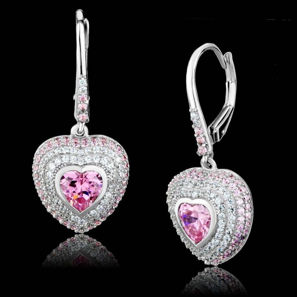 TS505 - Rhodium 925 Sterling Silber Ohrringe mit AAA-Klasse CZ in Rose