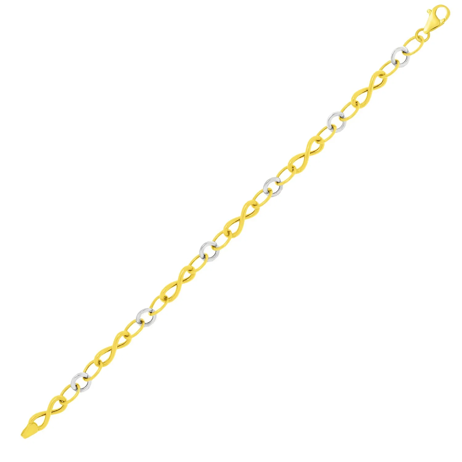 14 Karat Zwei-Ton - Gold Oval und Infinity Motif Link Armband