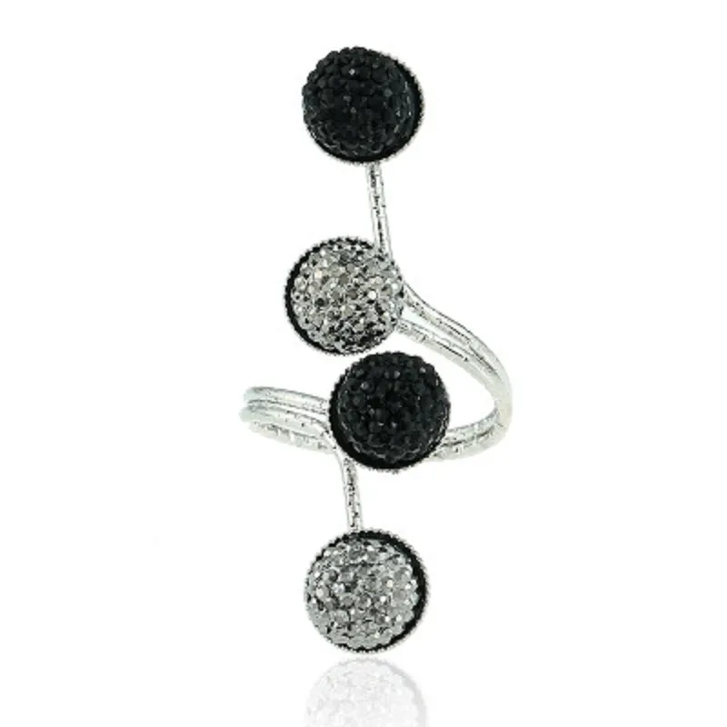 Offener Ring mit schwarz-weißem Harz Steinen Damen-Mode
