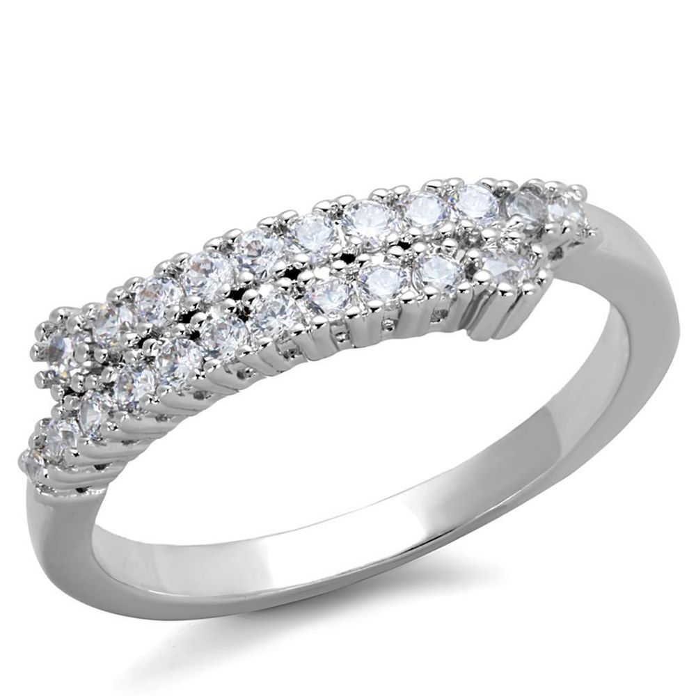 3W879 - Rhodium-Messing - Ring mit AAA-Klasse CZ in Clear