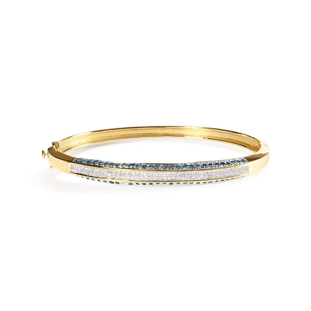 14 Karat Gelbgold 2.0 Cttw behandelt blau und weiß Diamant Armband (H-I Farbe, SI2 - I1 Klarheit) - Größe 7