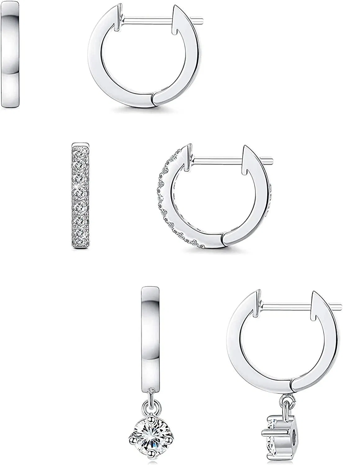 3 Paare Huggie Hoop Ohrringe für Frauen Minimalist Cubic Zirkonia Cuff Ohrringe Dangle Small Hoop Ohrringe Set