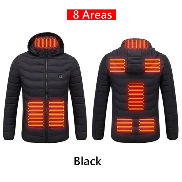 Männer 9 Bereiche beheizte Jacke USB Winter Outdoor elektrische Heizjacken Warme Sprots Thermal Mantel Kleidung Heizbare Baumwolljacke