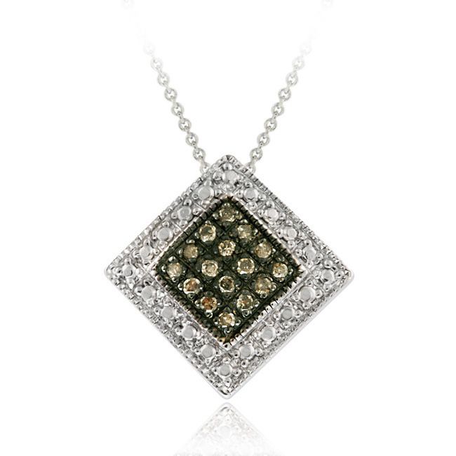 Sterling Silber 1 / 5 ct. TDW Diamant Champagner Diamant Anhänger