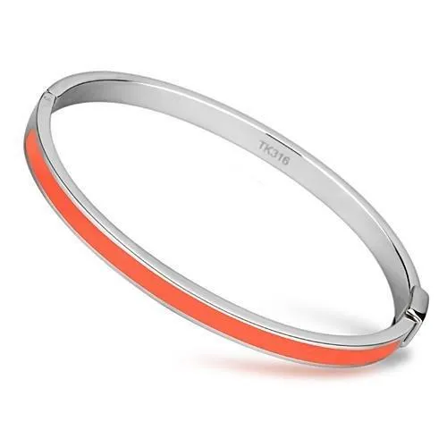 TK748 - Hochpoliertes (ohne Beschichtung) Edelstahl Armband mit Epoxy in Orange