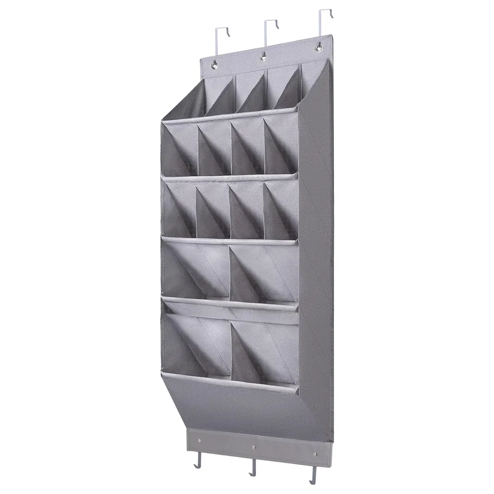 16 Taschen über die Tür Schuh-Organisator 5 Tier Schuhregal für Tür mit 6 Haken hinter der Tür Hängende Lagerregal für Schuhe Spielzeug Handtücher Taschen Schlafzimmer Badezimmer