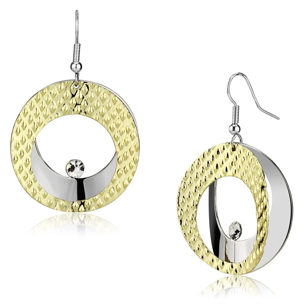 LO2672 - Gold + Rhodium-Eisen - Ohrringe mit Top-Grade - Kristall in Clear