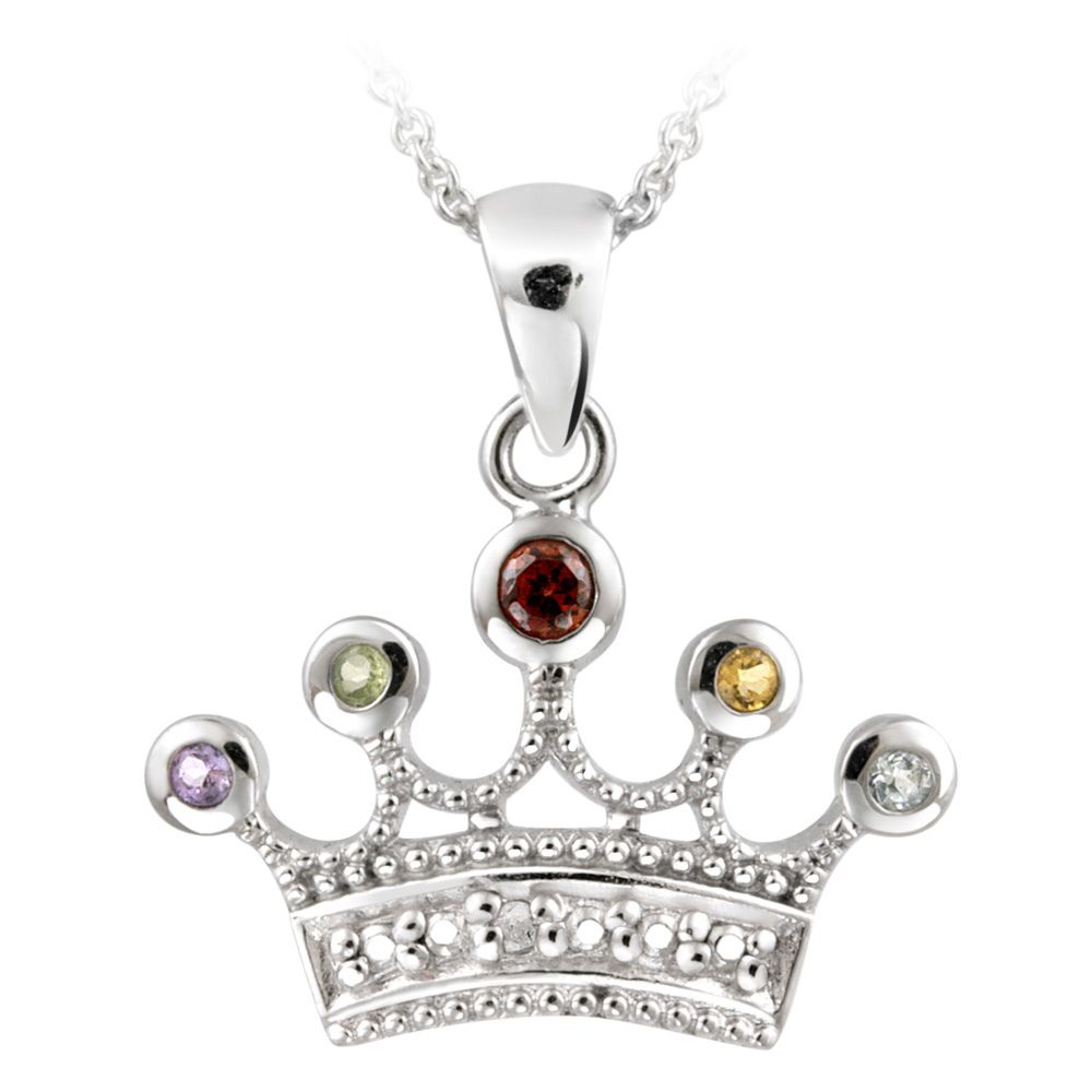 Sterling Silber Multi Edelstein & Diamant Akzent Krone Halskette