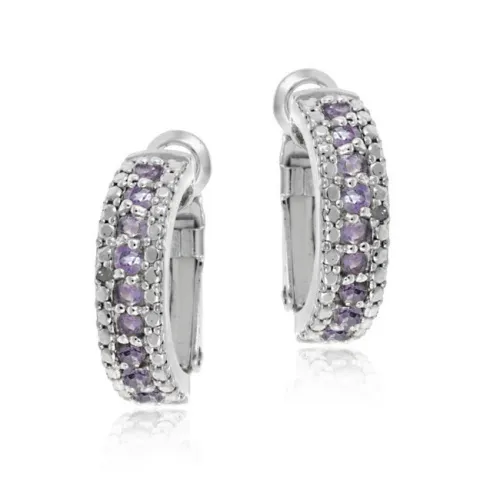 Sterling Silber Amethyst & Diamant Halbschleife Ohrringe