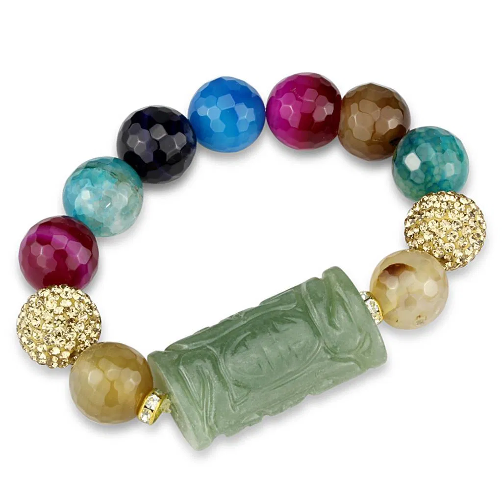 LO3785 - Gold Weiß Metall Armband mit synthetischem Onyx in mehreren Farben