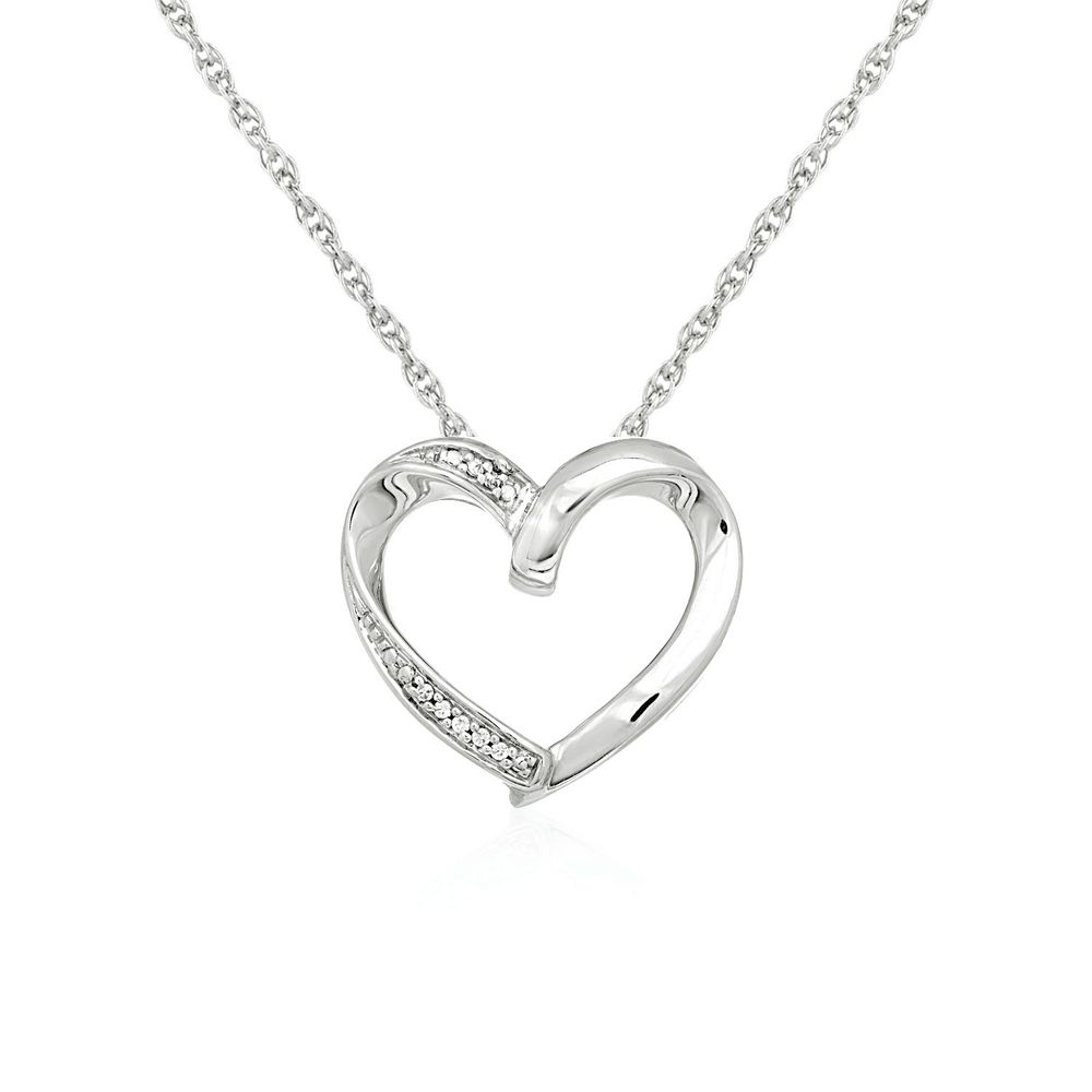 Offenes Herz-Hänger mit Diamanten in Sterling Silber