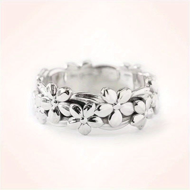 1pc Einfacher Ring mit Blumendesign für Männer und Frauen