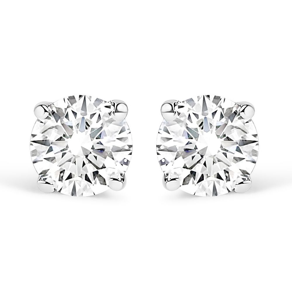 18K Weißgold 1 / 10 Cttw Round Brilliant-Cut Near Farblos Diamond Classic 4 - Zähne Stud Ohrringe (G-H Farbe, VS1 - VS2 Klarheit)