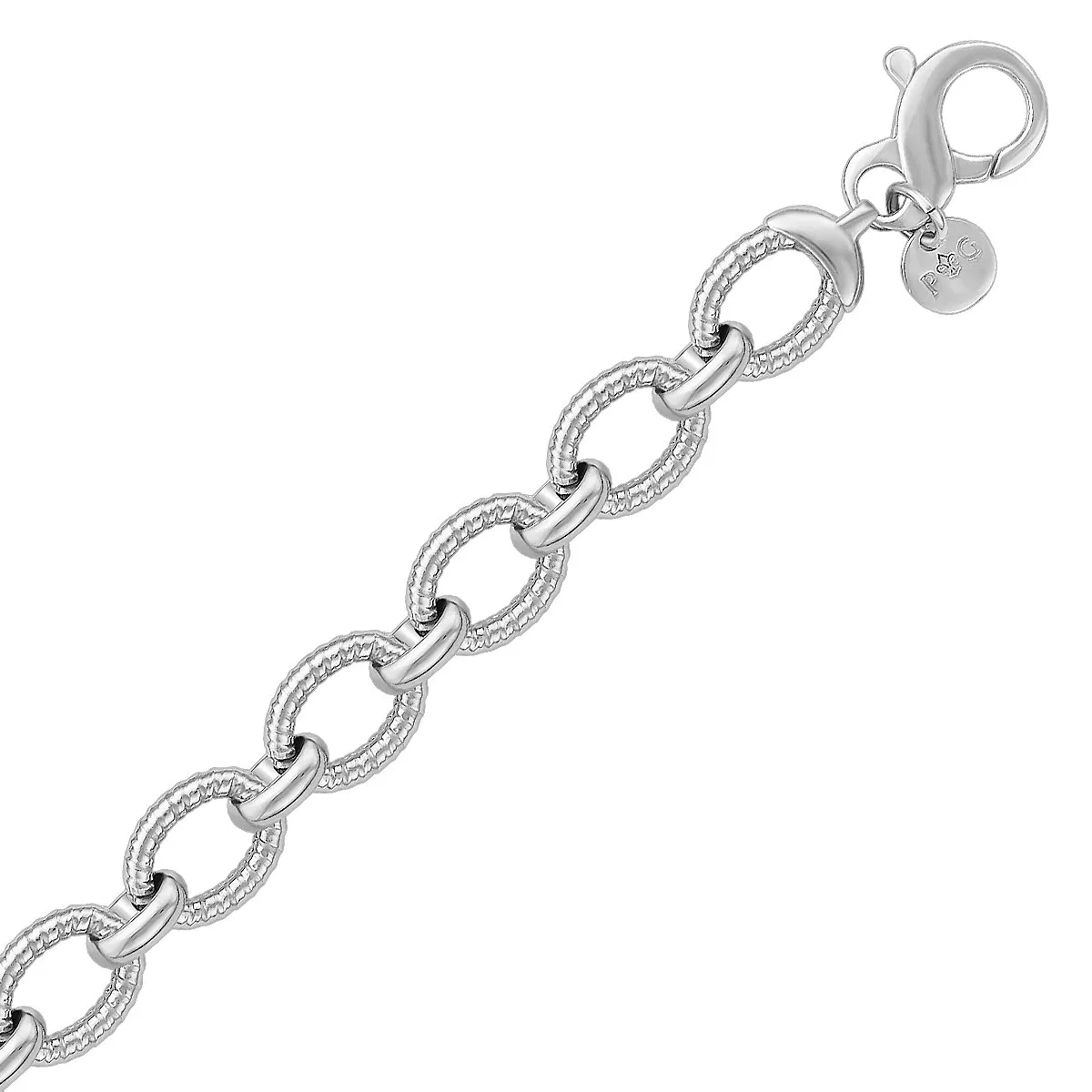 Sterling Silver Oval Cable Design Chain Link Armband