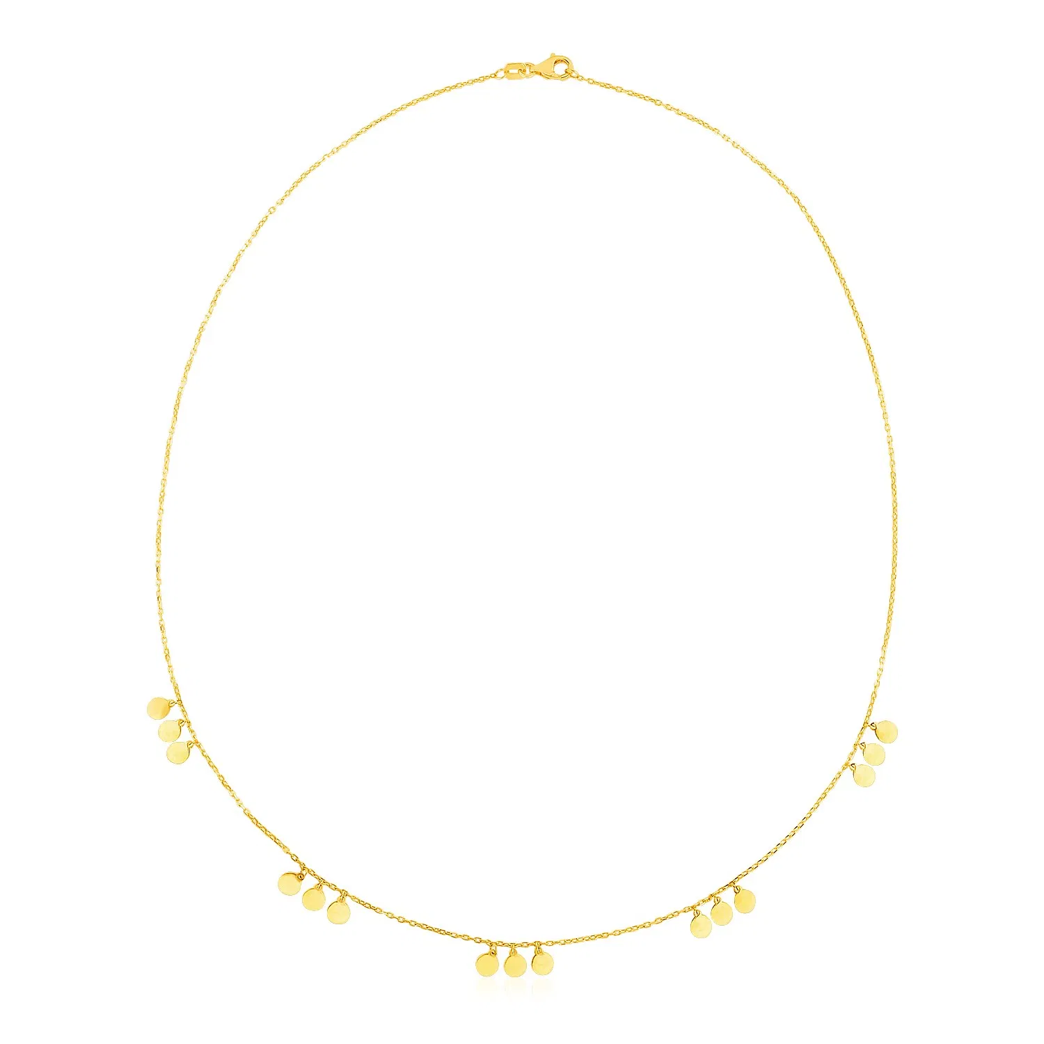 14 Karat gelbes Gold Halskette mit Circle Dangle Stationen