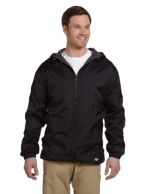 Herren Fleece-Lined Hooded Nylon Jacket - BLACK - M