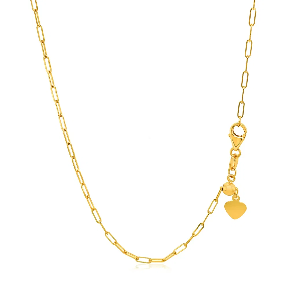14 Karat gelbes Gold verstellbare Papierkliftkette 1,5 mm