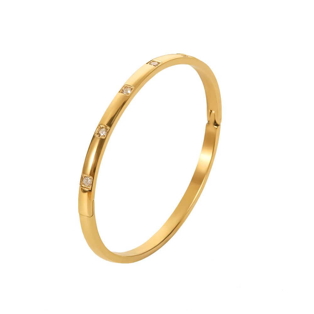 18 Karat Gold mit weißem runden Zirkon-Armband