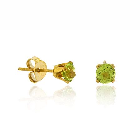 18 Karat Gold über Sterling Silber Peridot 4mm Round Stud Ohrringe