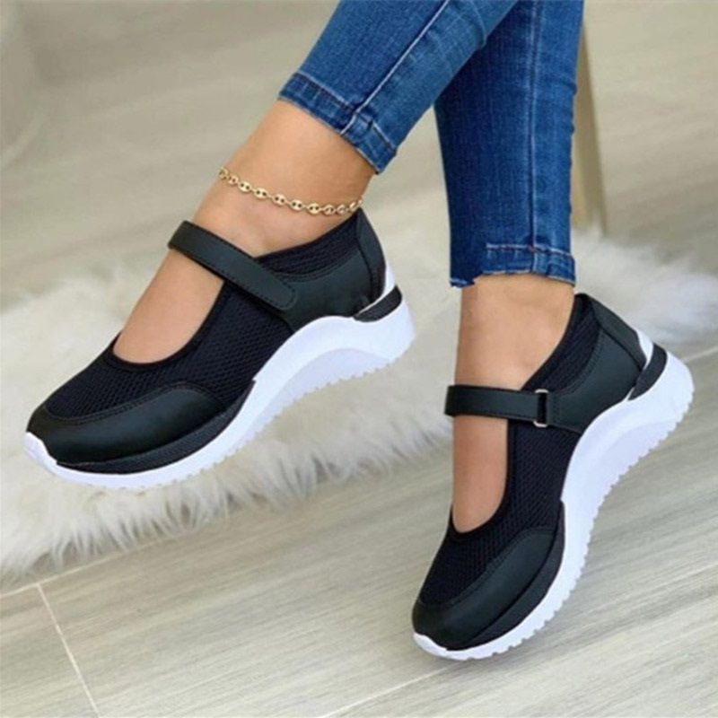Damen Vulkanisierten Schuhe Frühjahr Herbst Haken& Loop Damen Flat Schuhe Kausal Komfort Weibliches Mesh Atmungsaktive Frau Sneakers Mom Schuhe
